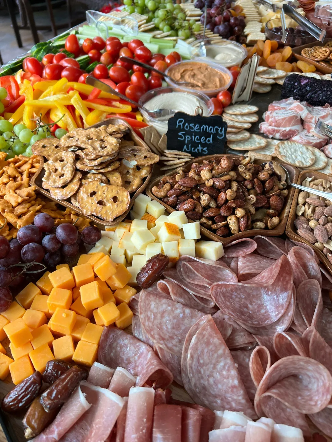 Artisan cheese and charcuterie display