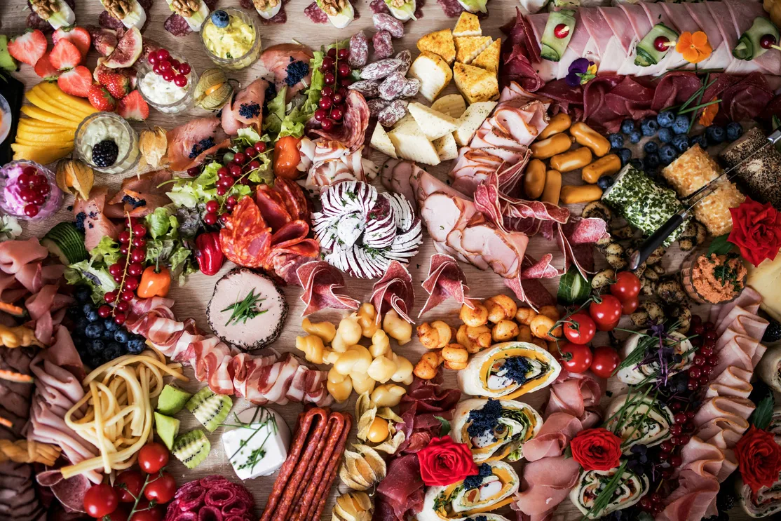 Colorful catering spread