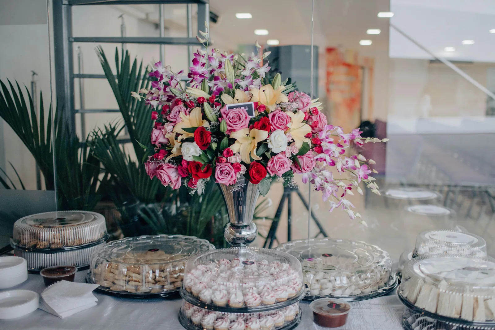 Hot lunch catering buffet